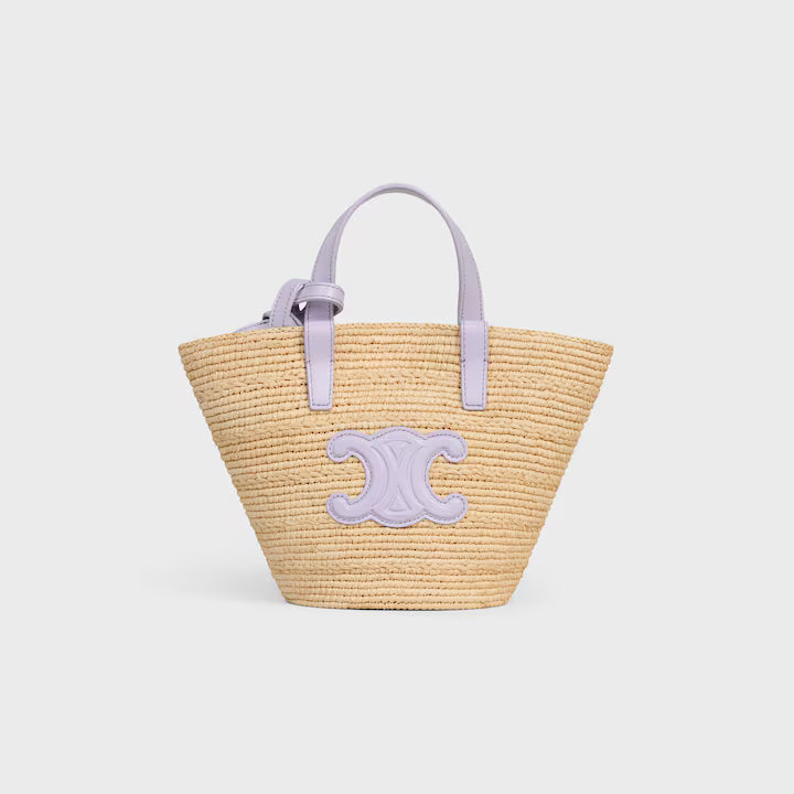 NANO SUPPLE CELINE CLASSIC PANIER IN RAFFIA AND CALFSKIN
