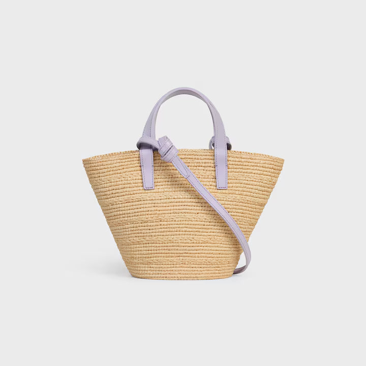 NANO SUPPLE CELINE CLASSIC PANIER IN RAFFIA AND CALFSKIN