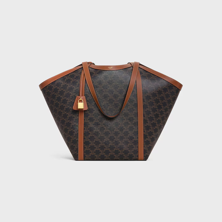 LARGE CABAS IN Triomphe canvas and calfskin