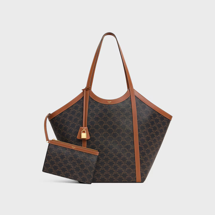 LARGE CABAS IN Triomphe canvas and calfskin