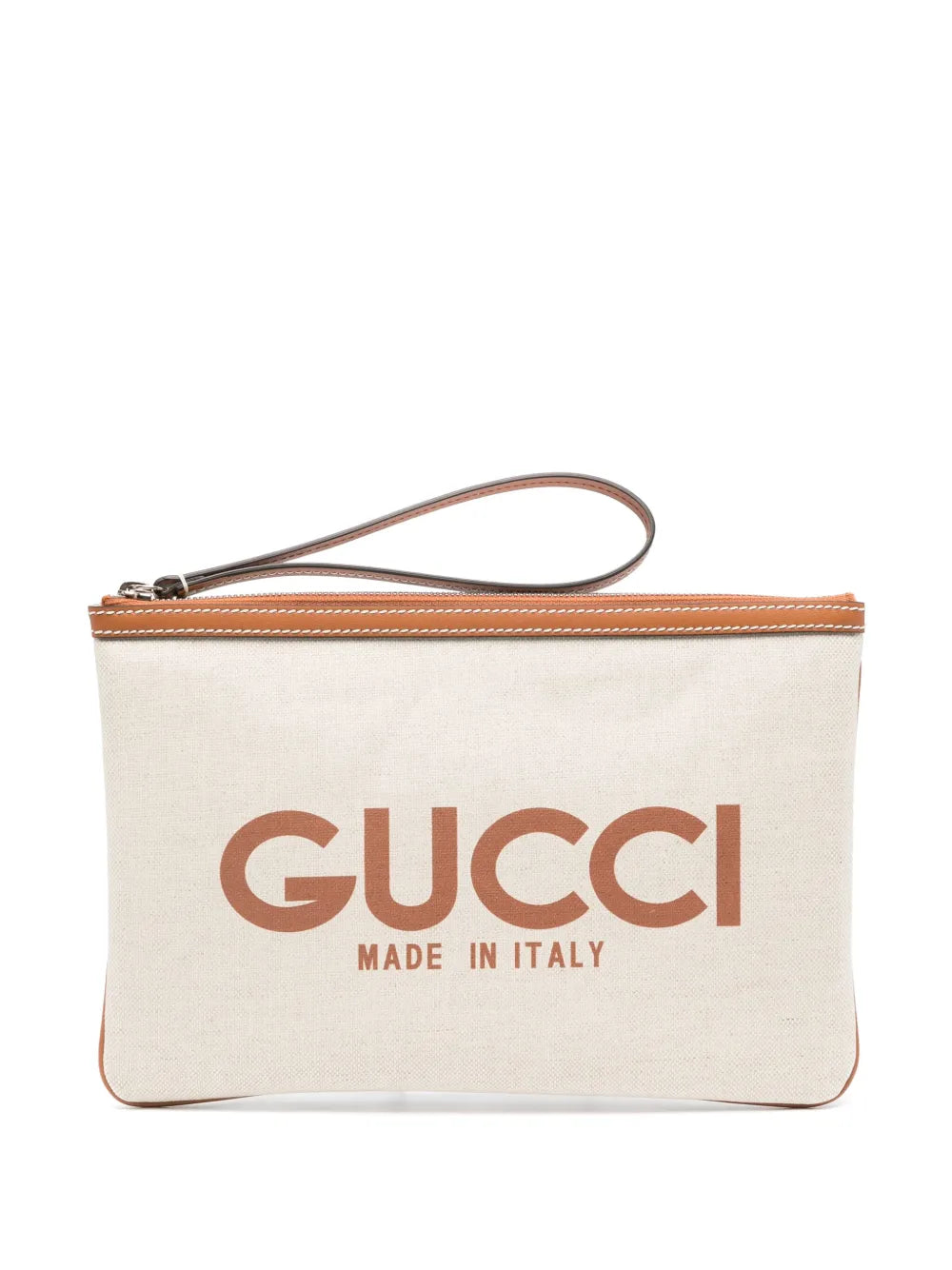 Logo-print canvas clutch bag