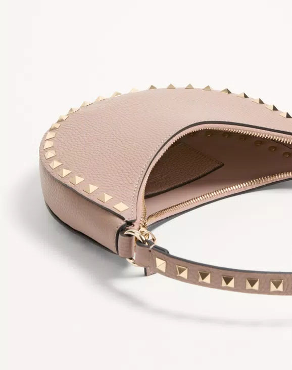 Mini Rockstud Hobo Bag In Grainy Calfskin