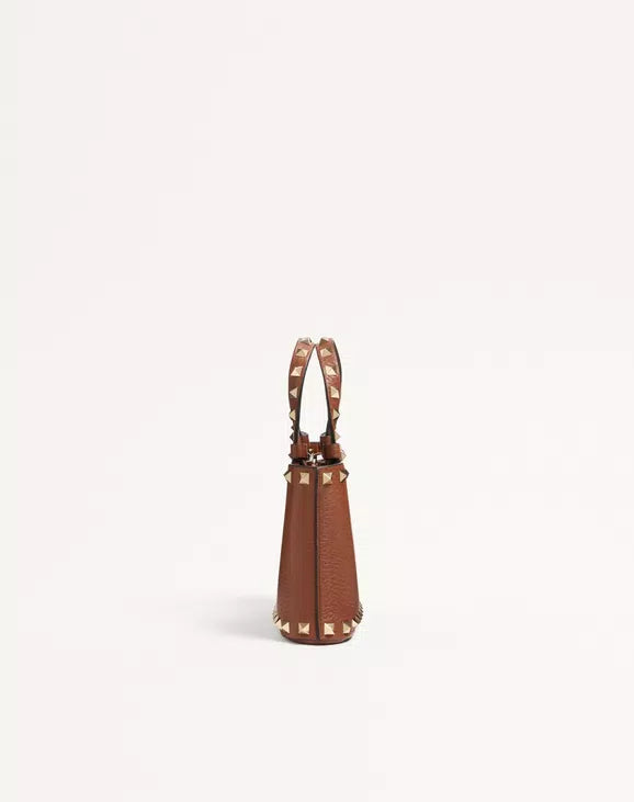 Rockstud Mini Shopping Bag In Grainy Calfskin