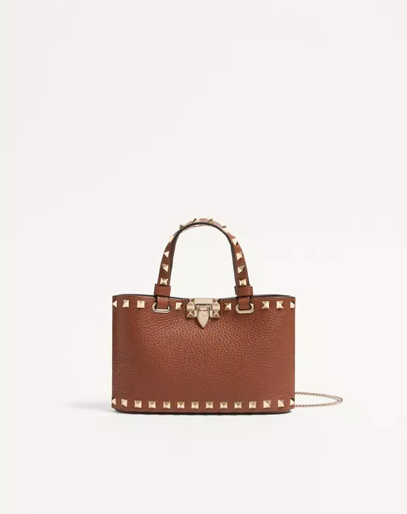 Rockstud Mini Shopping Bag In Grainy Calfskin