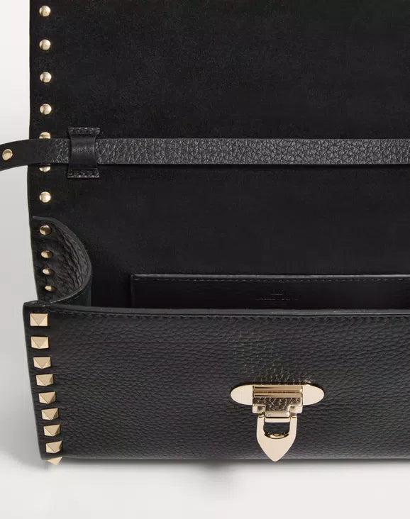 Valentino Garavani Rockstud Small Crossbody Bag In Laminated Grainy Calfskin Leather