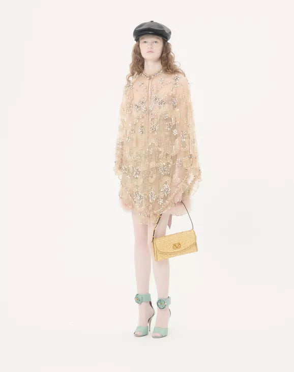 Valentino Garavani DeVain Small Shoulder Bag In Cloqué Jacquard Fabric.