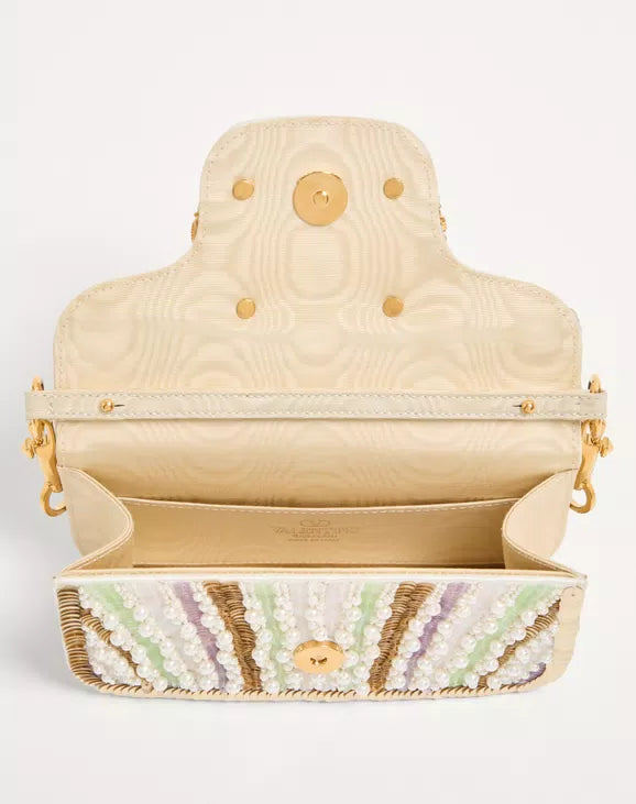 Valentino Garavani Locò Small Embroidered Shoulder Bag With Jewel Logo