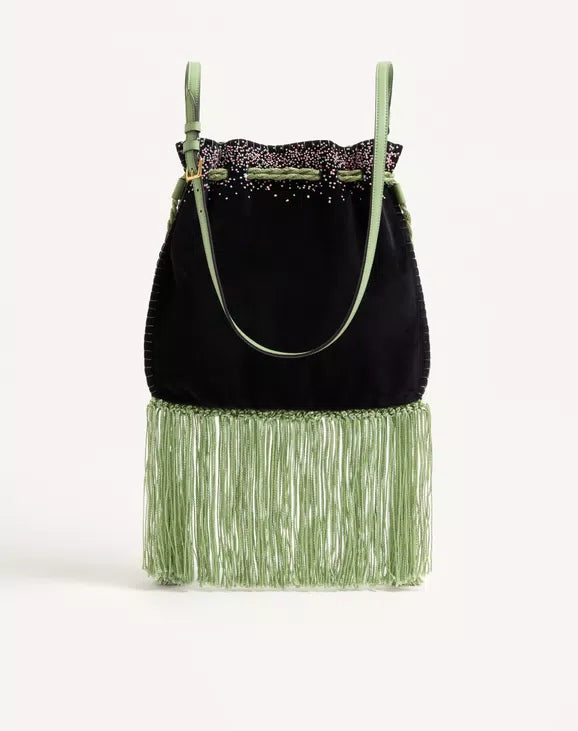 Valentino Garavani Nellcôte Alice Embroidered Bag With Fringes