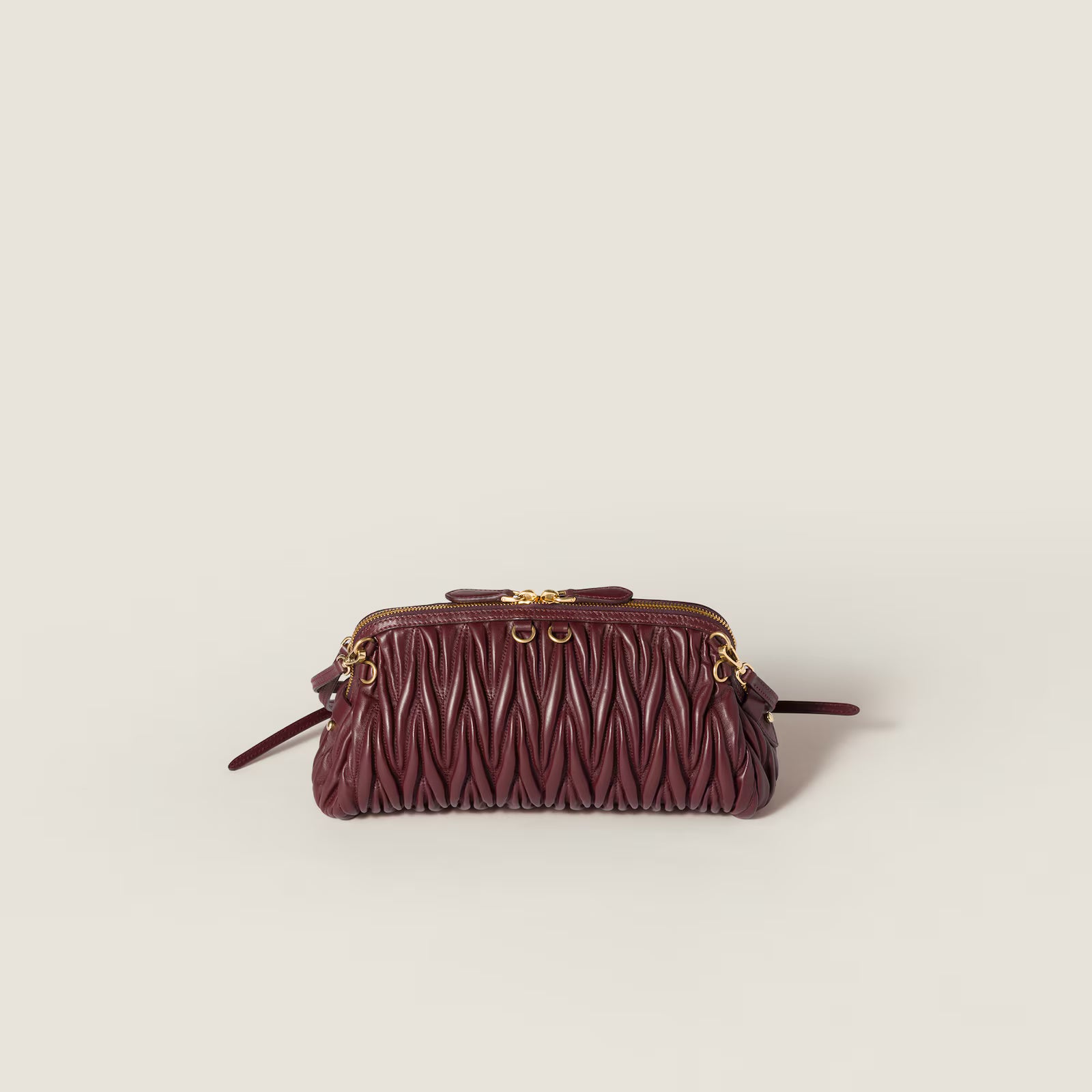 Matelassé nappa leather clutch