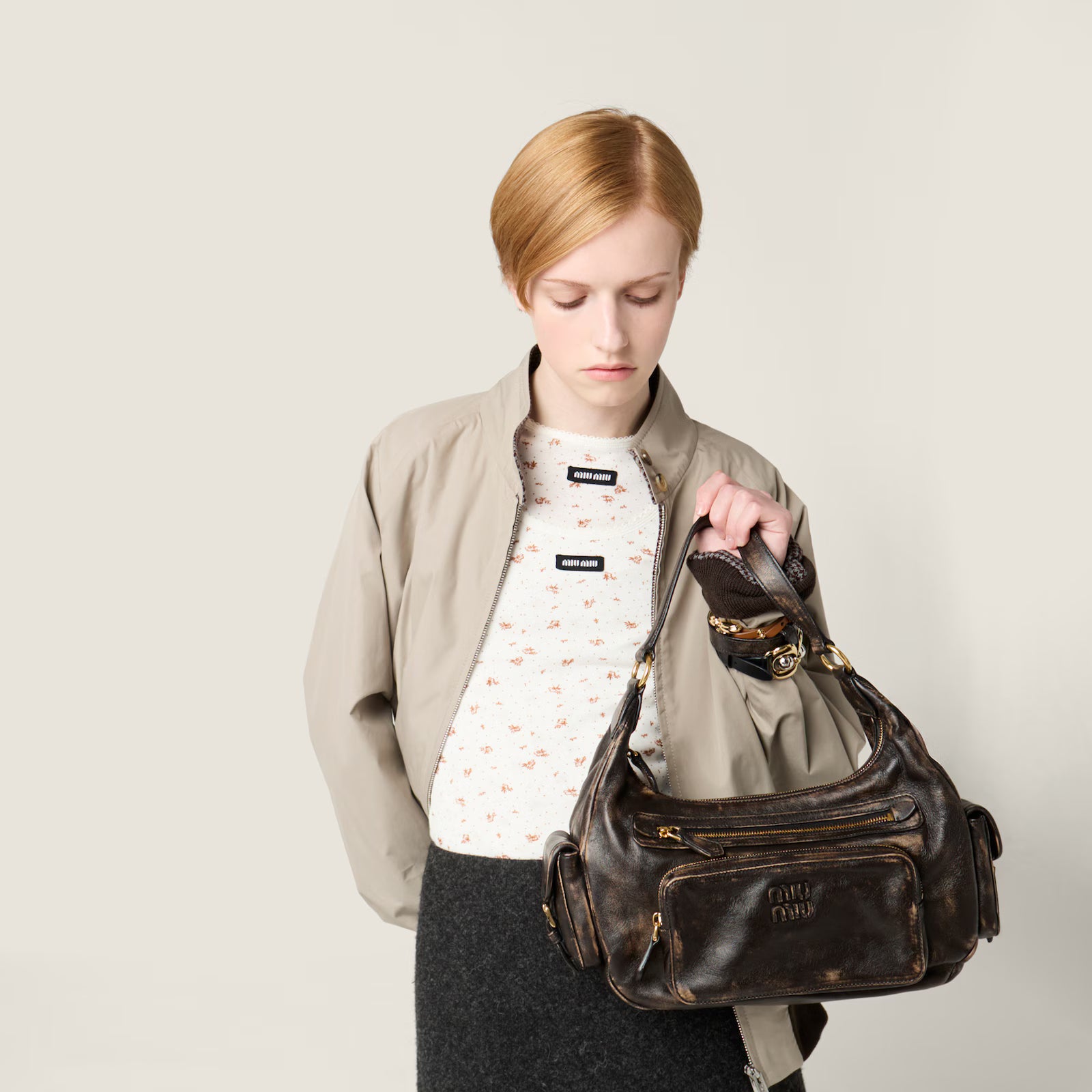 Pocket nappa leather bag