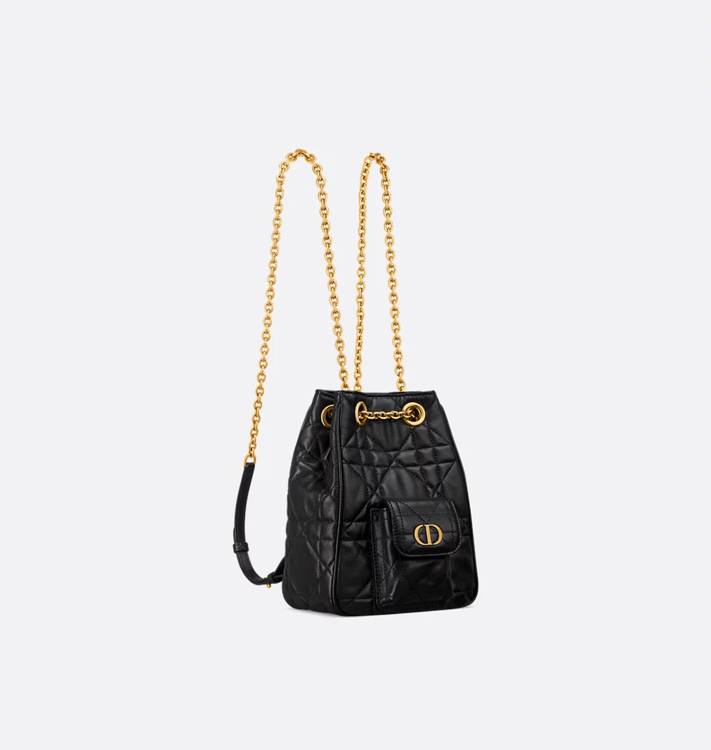 Small Dior Caro Multicarry Backpack with Chain