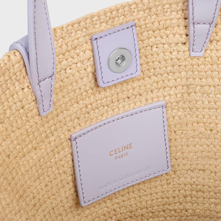NANO SUPPLE CELINE CLASSIC PANIER IN RAFFIA AND CALFSKIN