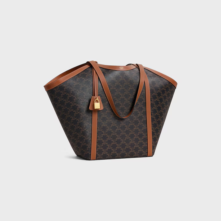LARGE CABAS IN Triomphe canvas and calfskin