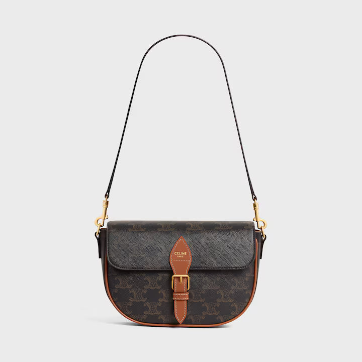 FOLCO SHOULDER BAG IN Triomphe Canvas and Calfskin