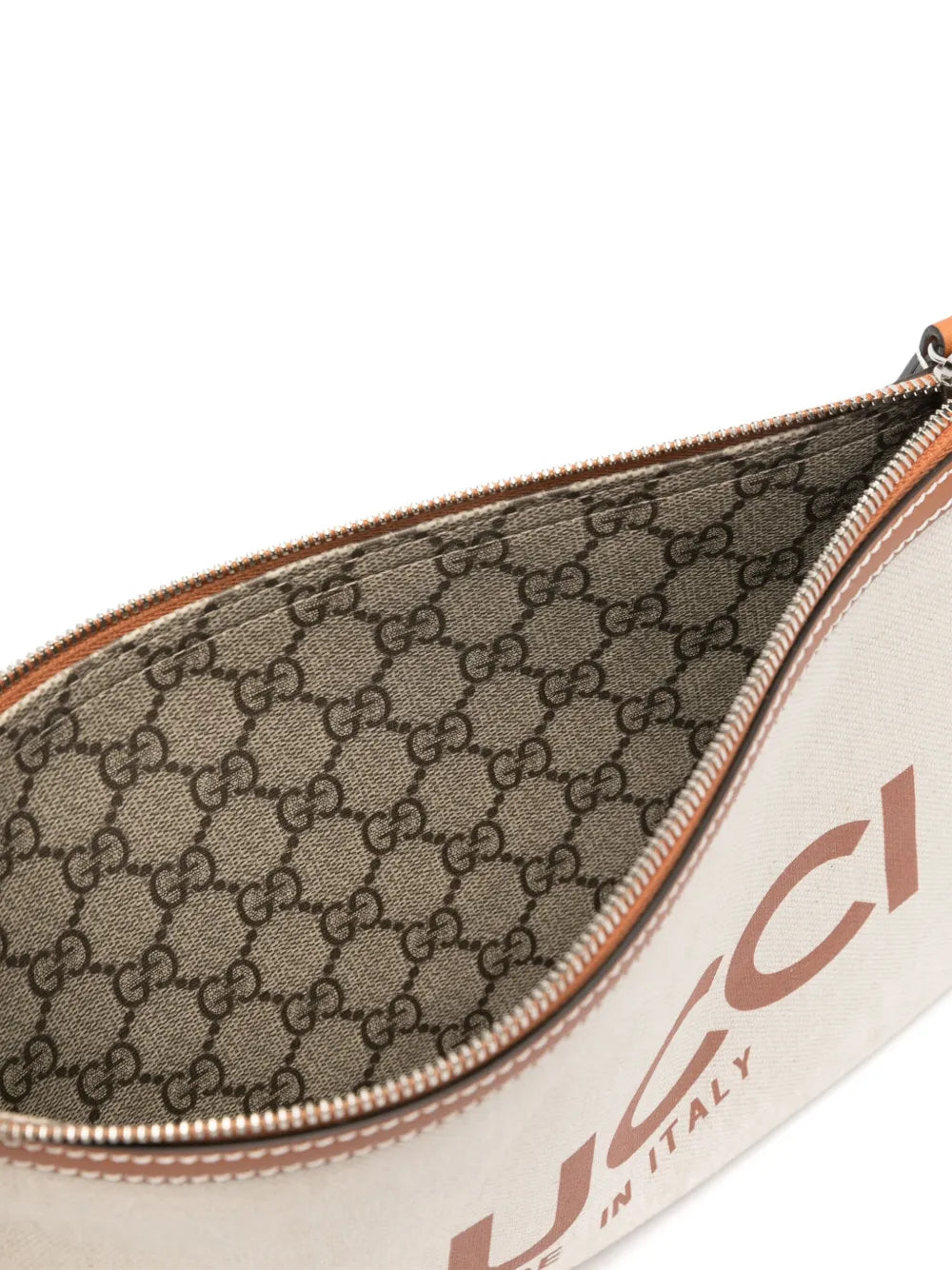 Logo-print canvas clutch bag