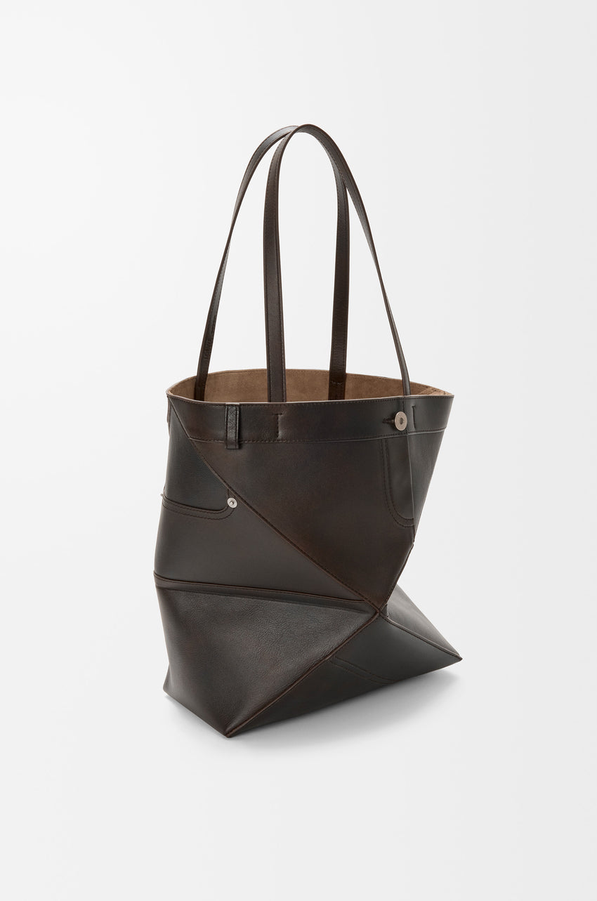 Panta medium Puzzle Fold tote in shiny calfskin