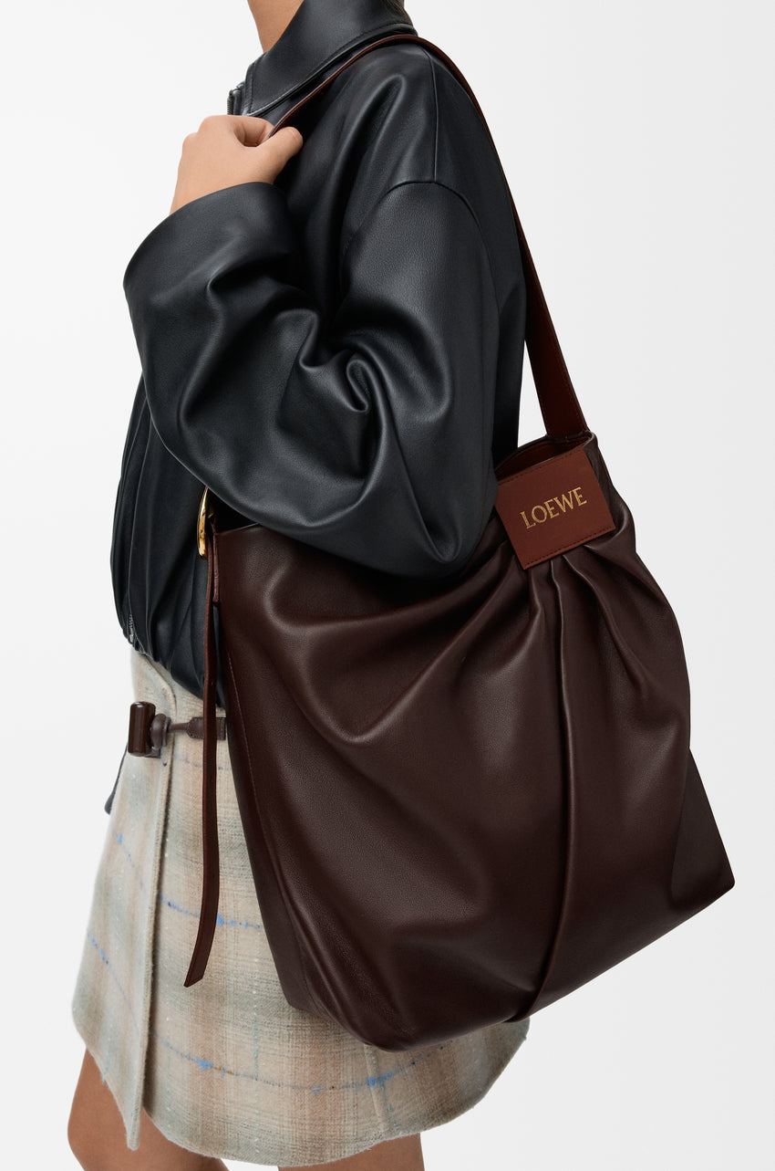 Draped tote in mellow nappa lambskin