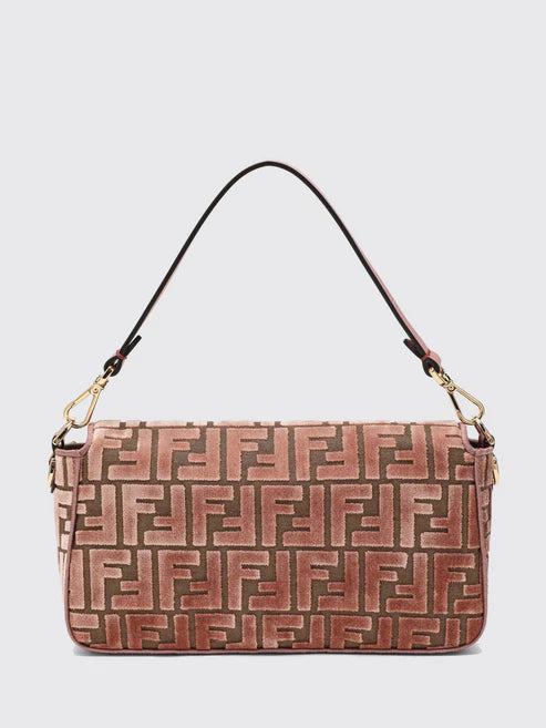 Pink FF jacquard velvet bag
