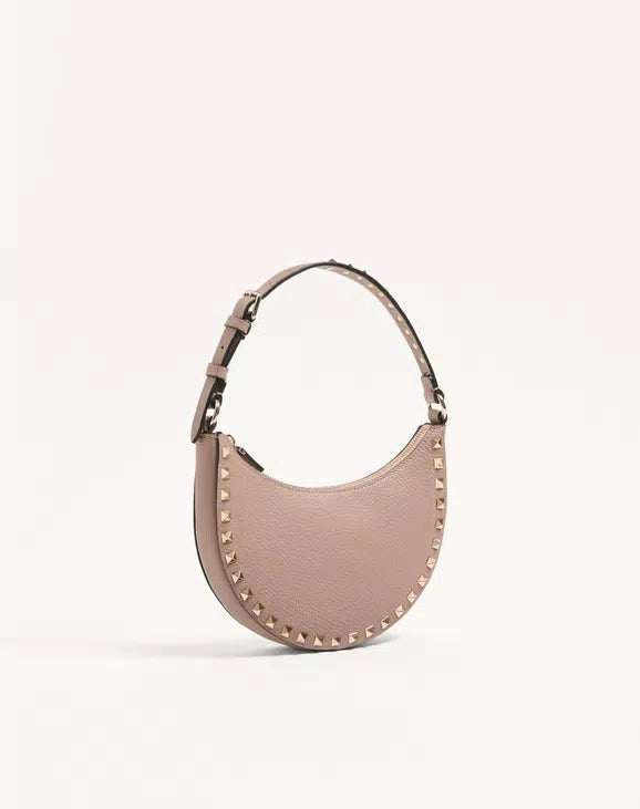 Mini Rockstud Hobo Bag In Grainy Calfskin