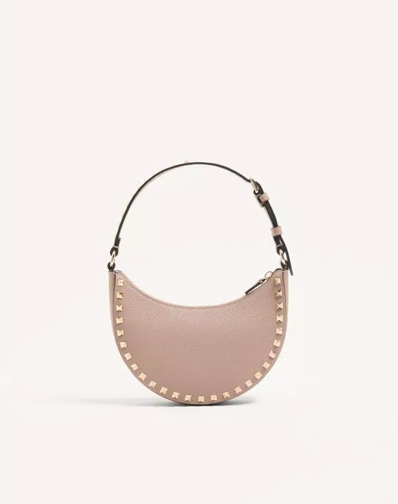 Mini Rockstud Hobo Bag In Grainy Calfskin