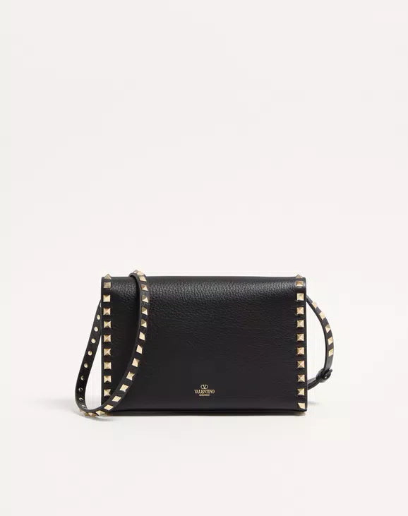 Valentino Garavani Rockstud Small Crossbody Bag In Laminated Grainy Calfskin Leather