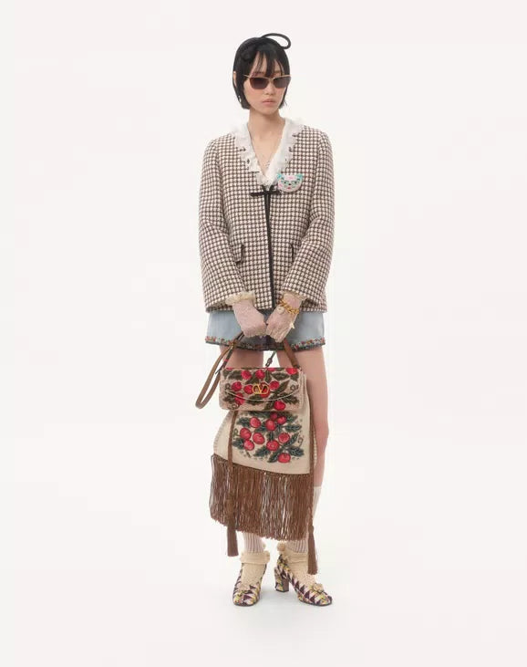 Valentino Garavani DeVain Embroidered Small Shoulder Bag