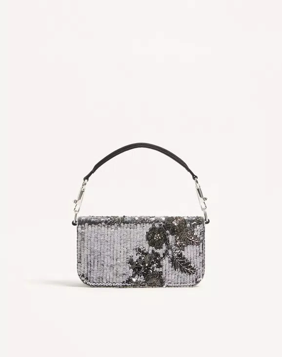 Valentino Garavani Locò Small Embroidered Shoulder Bag With Jewel Logo