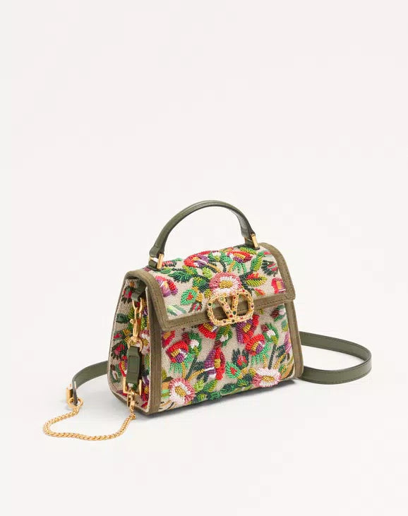 Valentino Garavani Vsling Mini Embroidered Handbag With Jewel Logo