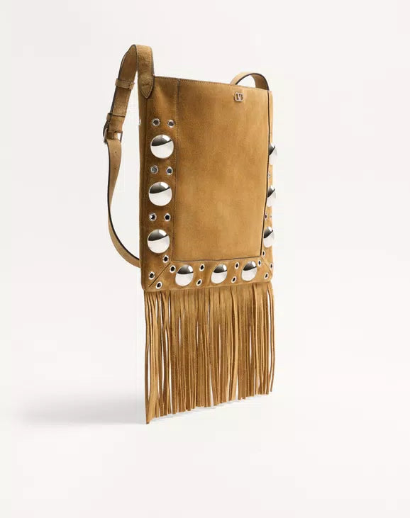 Valentino Garavani Nellcôte Suede Shoulder Bag With Fringes