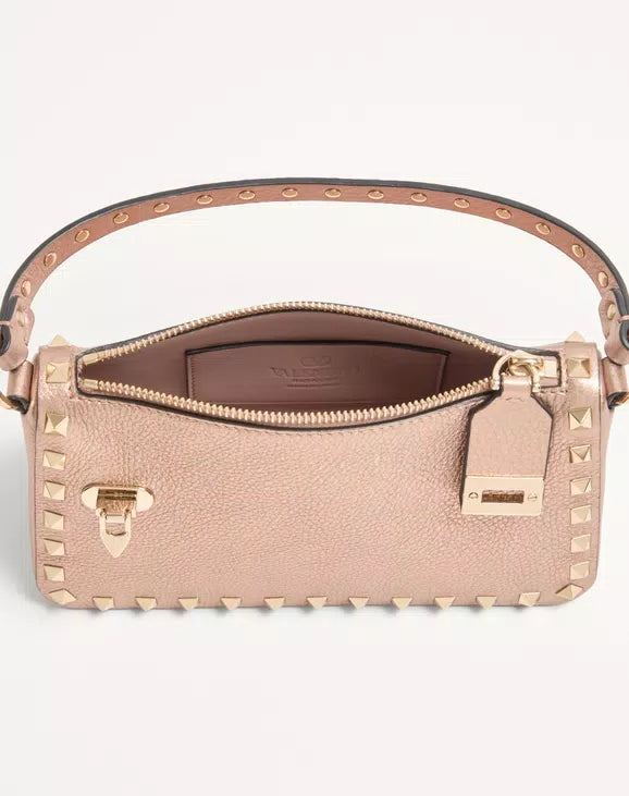 Valentino Garavani Rockstud Small Crossbody Bag In Laminated Grainy Calfskin Leather