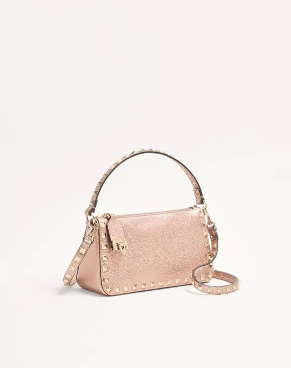 Valentino Garavani Rockstud small crossbody bag in laminated grainy calfskin leather