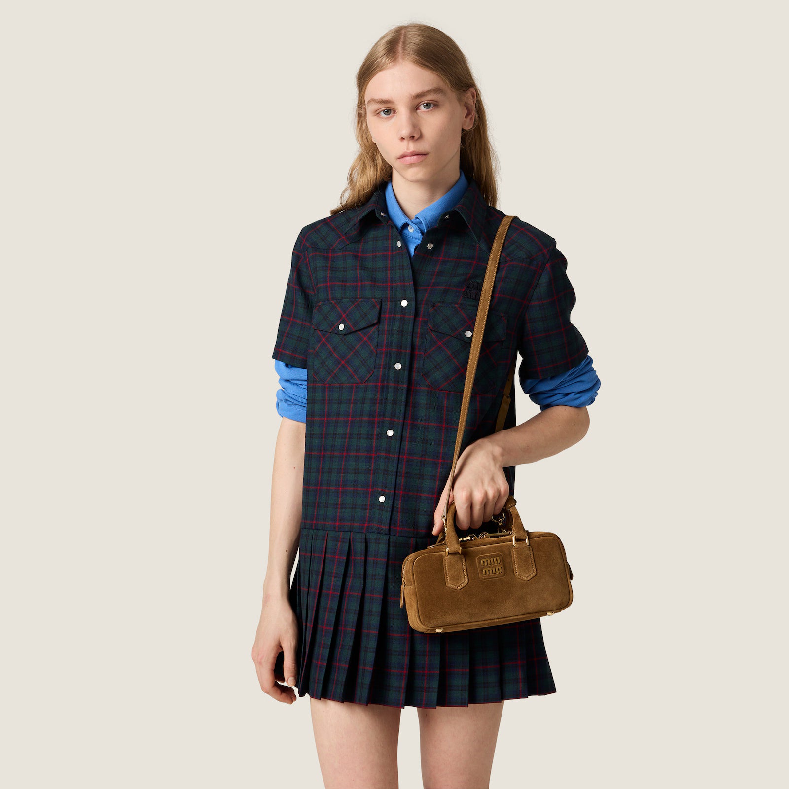 Arcadie padded suede top-handle bag