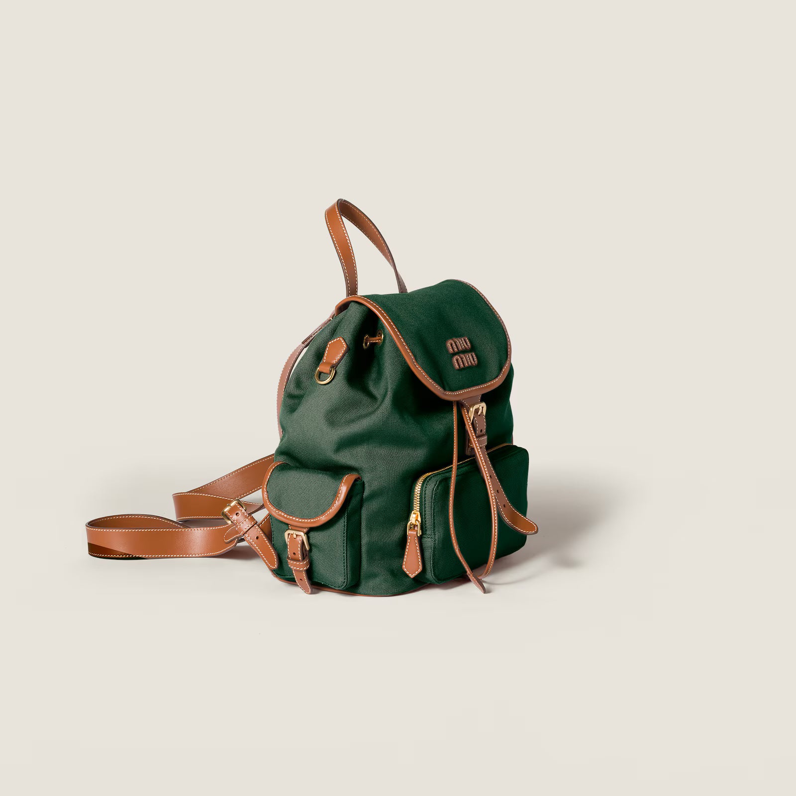 Canvas and leather backpack